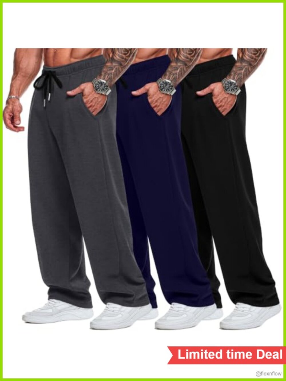 Big and Tall Wide Leg Sweatpants Baggy Joggers 3 Pack Athletic
